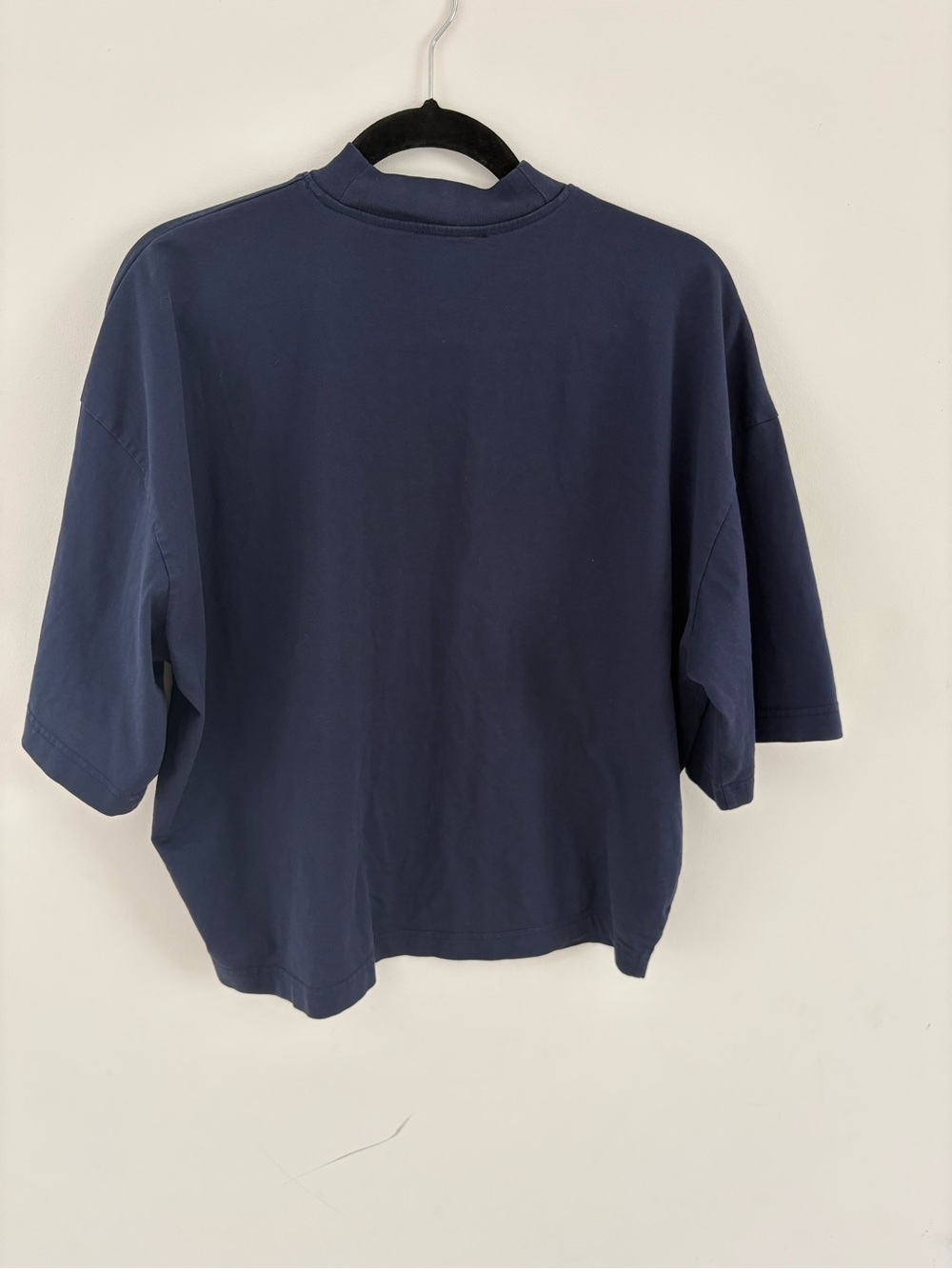 COS Mock Neck Boxy T-Shirt in Navy - Picture 4 of 7
